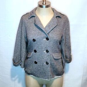 Cabi Heather Gray 3/4 Sleeve Nautical Short Peacoat Blazer Jacket Size Small